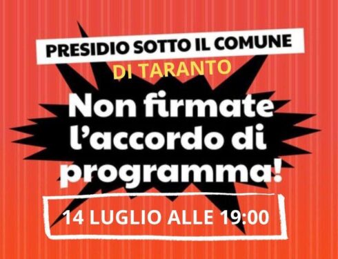 I Cittadini di Taranto dicono NO al farlocco accordo di programma
